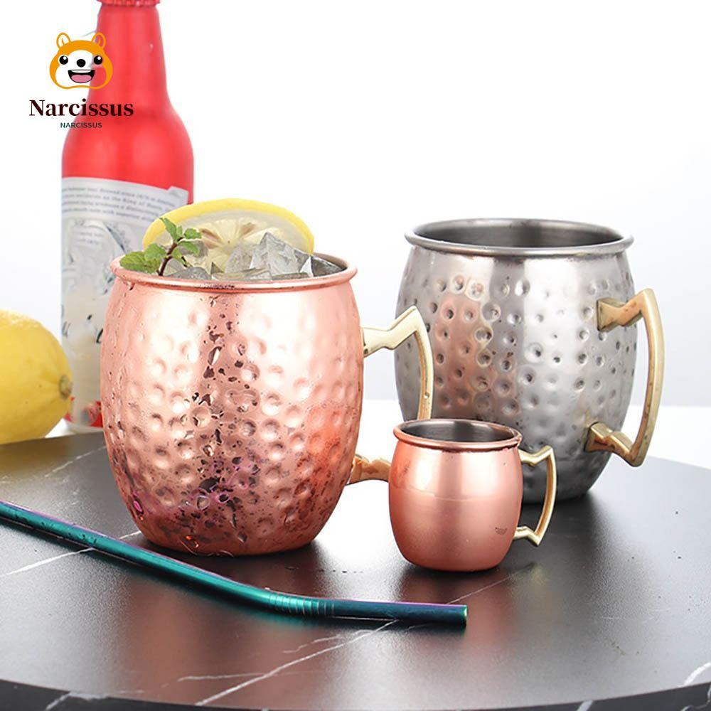 NARCISSUS ถ้วยทองแดงบริสุทธิ์, Moscow Mule Handcrafted ถ้วยแก้ว,พร้อมที่จับตอกหมุดที่แข็งแกร่ง 500ml