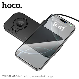 HOCO CW65 แท่นชาร์จไร้สาย 3in1 รองรับ มือถือ Phone / iOS Watch / หูฟัง จ่ายไฟ 15W Qi Wireless Charger hc6
