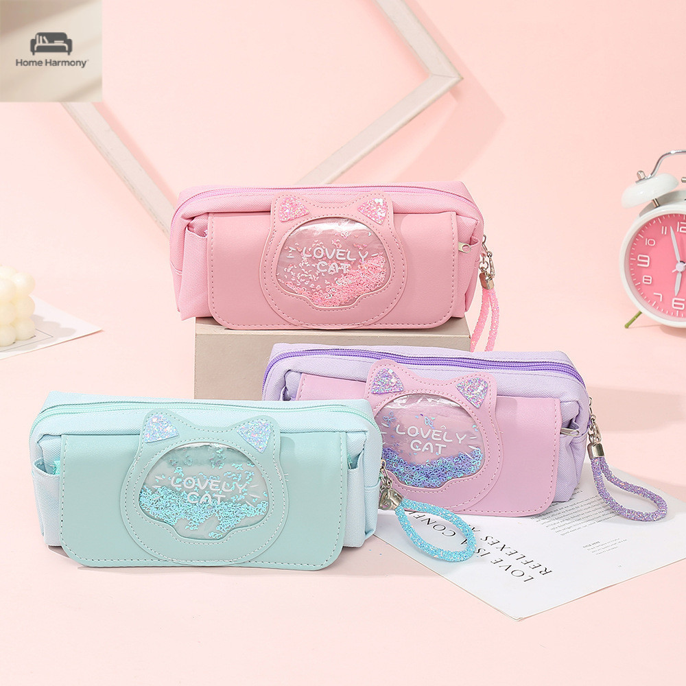 กระเป๋าเครื่องเขียน 🐱 LOVELY CAT ✨ หน้าตาแมว น่ารัก 💖 ใส่ดินสอ ของนักเรียน 🎒 หลากสีสัน 🌈S00201