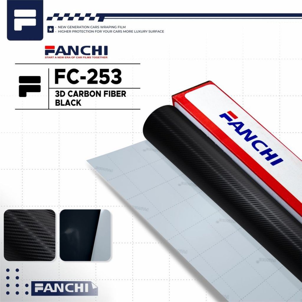 Fanchi FC253 Carbon 3D Black Matte Fanch Sticker 50CMX100CM ROLL