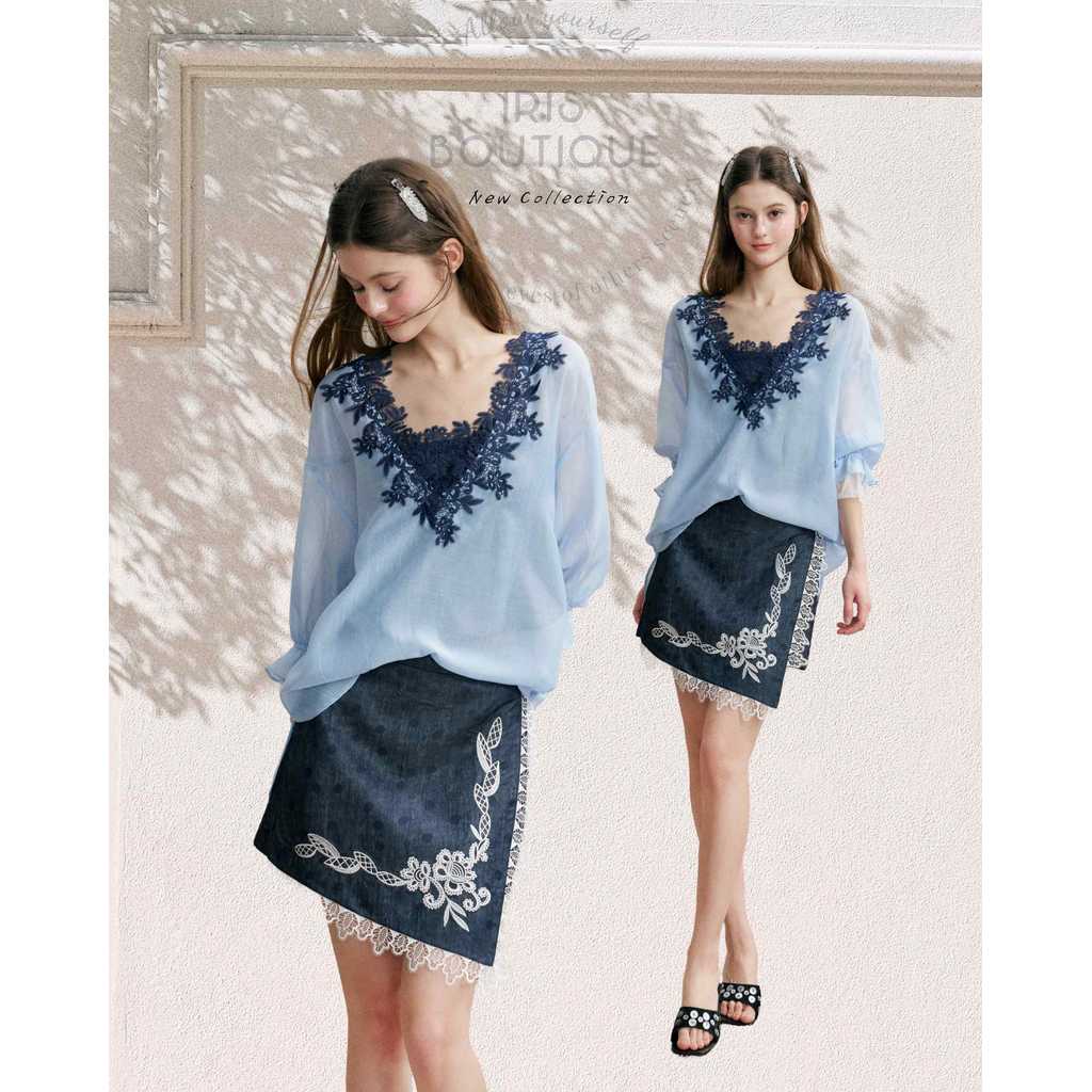 Original Design IRIS BOUTIQUE Trims series summer IS73937-IS73937-1-IK73937-2  Evelisse Embroidered Set ชุดปักลายหวานหรู
