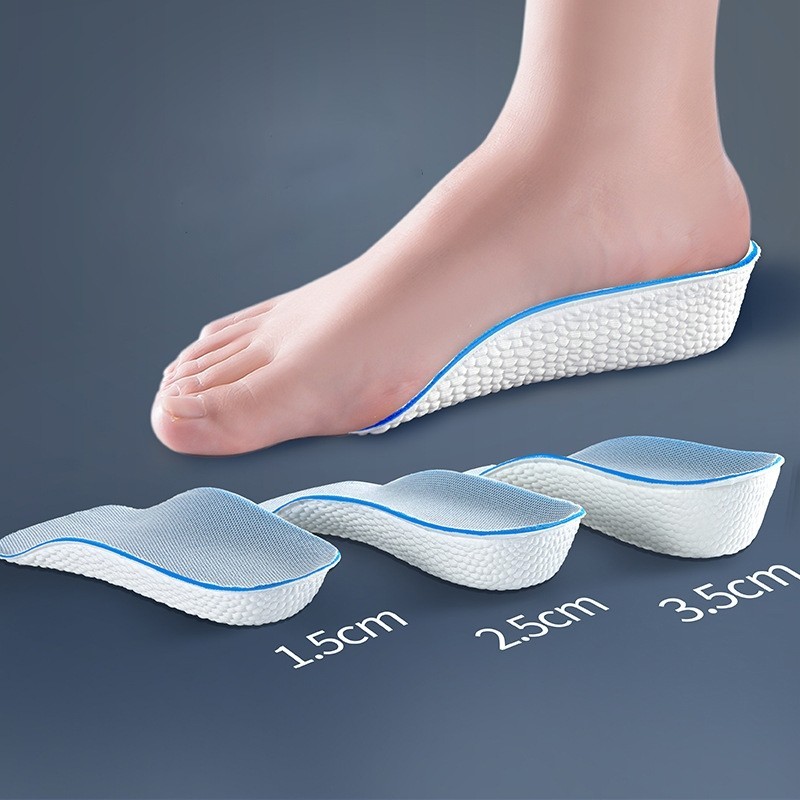 พื้นรองเท้าเพิ่มความสูงที่มองไม่เห็น Unisex Half Cushion Soft Elastic Shock Absorption Breathable ด้านในเพิ่มความสูง Pad 1.5 ซม./2.5 ซม./3.5 ซม.