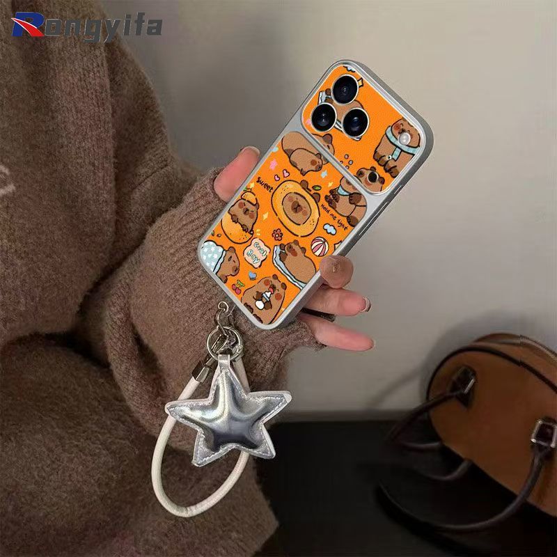 Capybara การ์ตูนเคสโทรศัพท์สําหรับ Xiaomi Poco X8 Pro Max X7 X6 Neo X4 X3 GT NFC M8 M7 M6 Plus M5S M4 M3 M2 Pro Reloaded 5G 4G น่ารัก PU หนังกรณี Star Lanyard นุ่ม