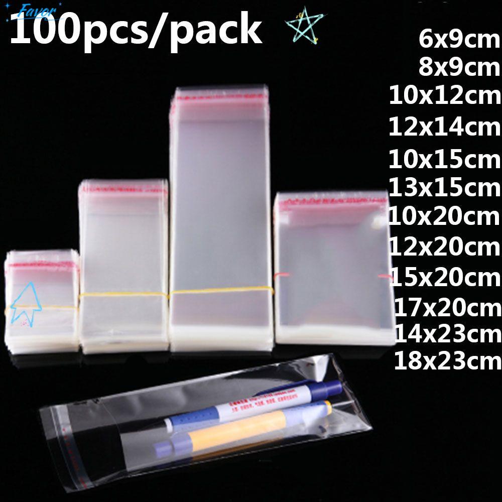 FAVOR 100 ชิ้น Self กาวกระเป๋าเครื่องประดับงานแต่งงาน OPP Party Favor Seal กระเป๋า