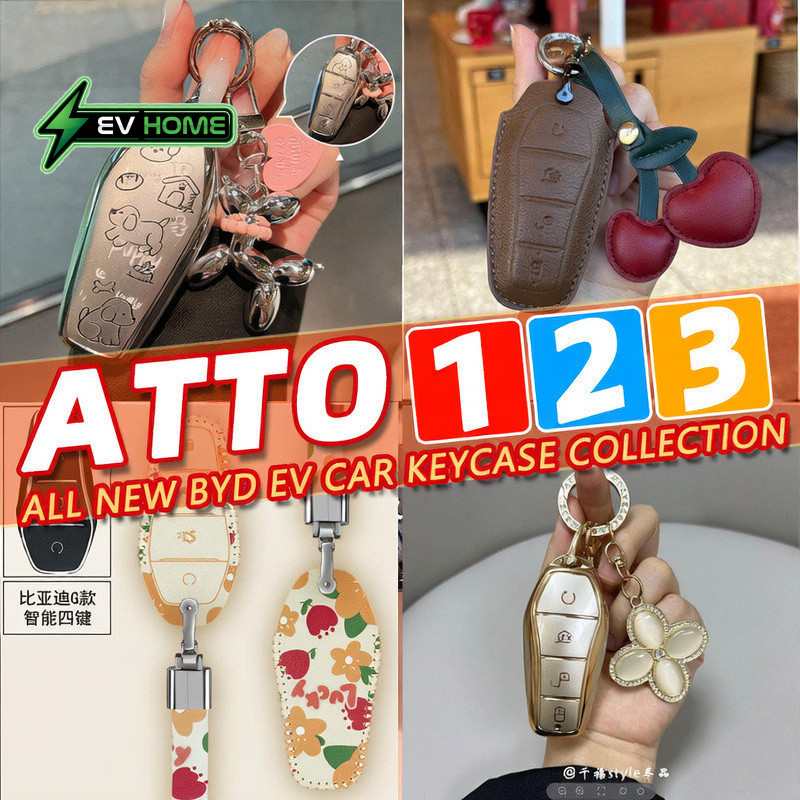 หลากหลาย BYD Atto 1/Atto 2/Atto 3/Dolphin/Seal/SEALLION 7 EV SUV กระเป๋า Key Case จี้กุญแจรถสดสาวน่ารักรถใหม่ Must-Have J