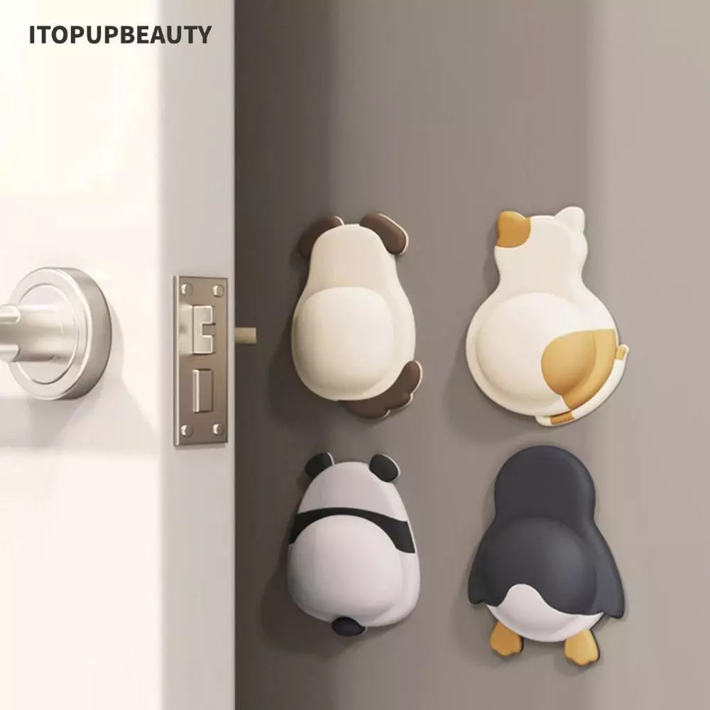 ITOPUPBEAUTY กันชนประตู 1/2/4 ชิ้น แผ่นกันกระแทกปิดเสียง กันลื่น กาวในตัว ยางนุ่ม ชนผนัง