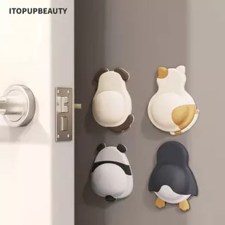 ITOPUPBEAUTY กันชนประตู 1/2/4 ชิ้น แผ่นกันกระแทกปิดเสียง กันลื่น กาวในตัว ยางนุ่ม ชนผนัง