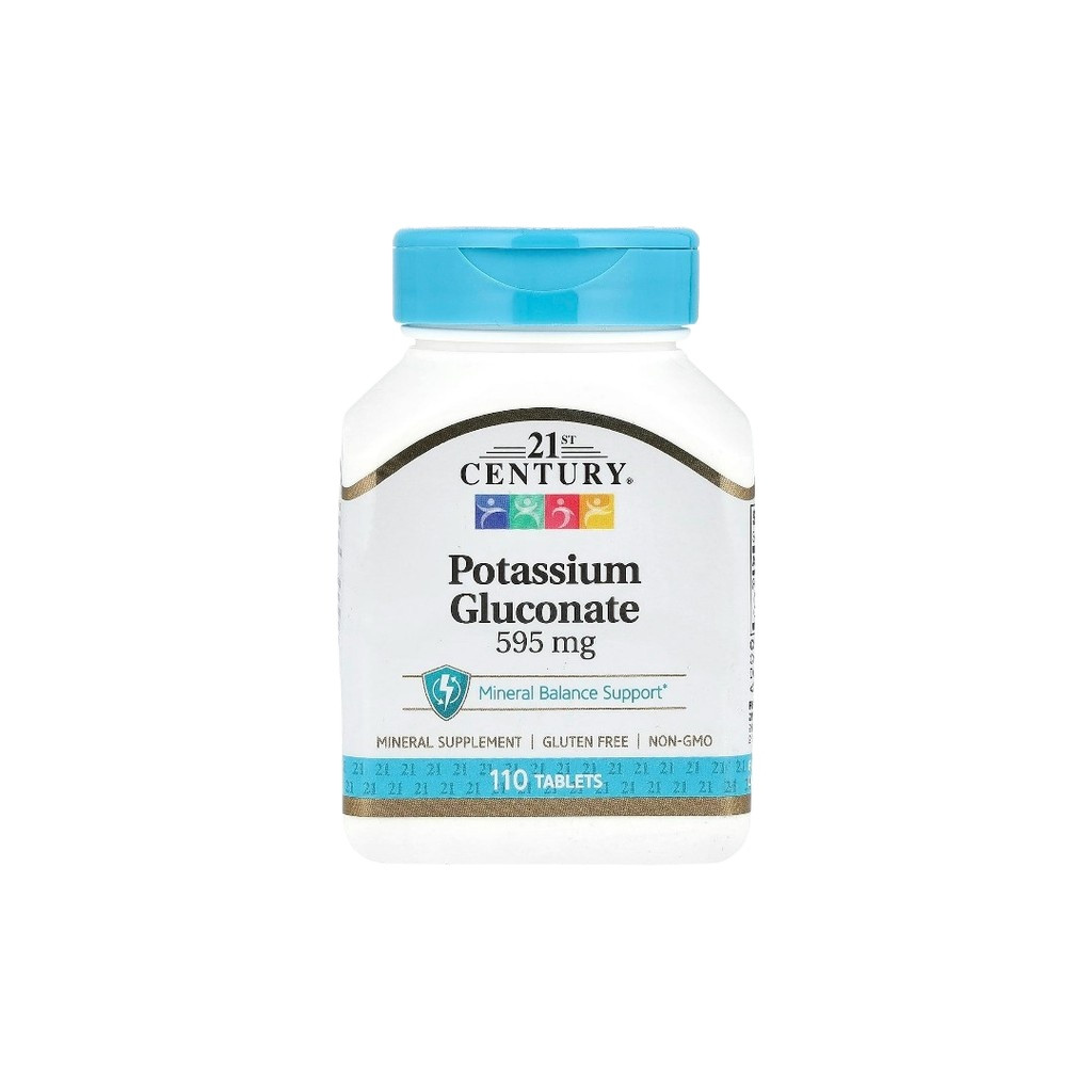 📢พร้อมส่ง 🔔  21st Century Potassium Gluconate, 595 mg, 110 Tablets