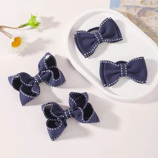 1/2pcs ริบบิ้นผม Bows คลิปผม Tie ชุดสําหรับสาว Navy Blue คลาสสิก Bowknot Hairpin Headwear เด็กอุปกรณ์เสริมผม