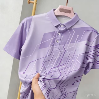 ปกเสื้อผู้ชายเสื้อกีฬากีฬาไมโครพิมพ์ผ้าผู้ชายที่เรียบง่ายระบายอากาศเสื้อโปโล