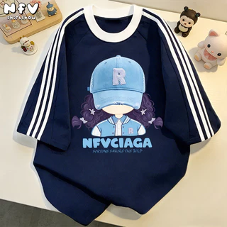 【จัดส่งตลอด 24 ชั่วโมง】NFV สไตล์เกาหลี💙เสื้อยืด ระบายอากาศ Oversized ลายพิมพ์การ์ตูนหญิง สะดวกสบาย ผ้าฝ้าย100% YG3866