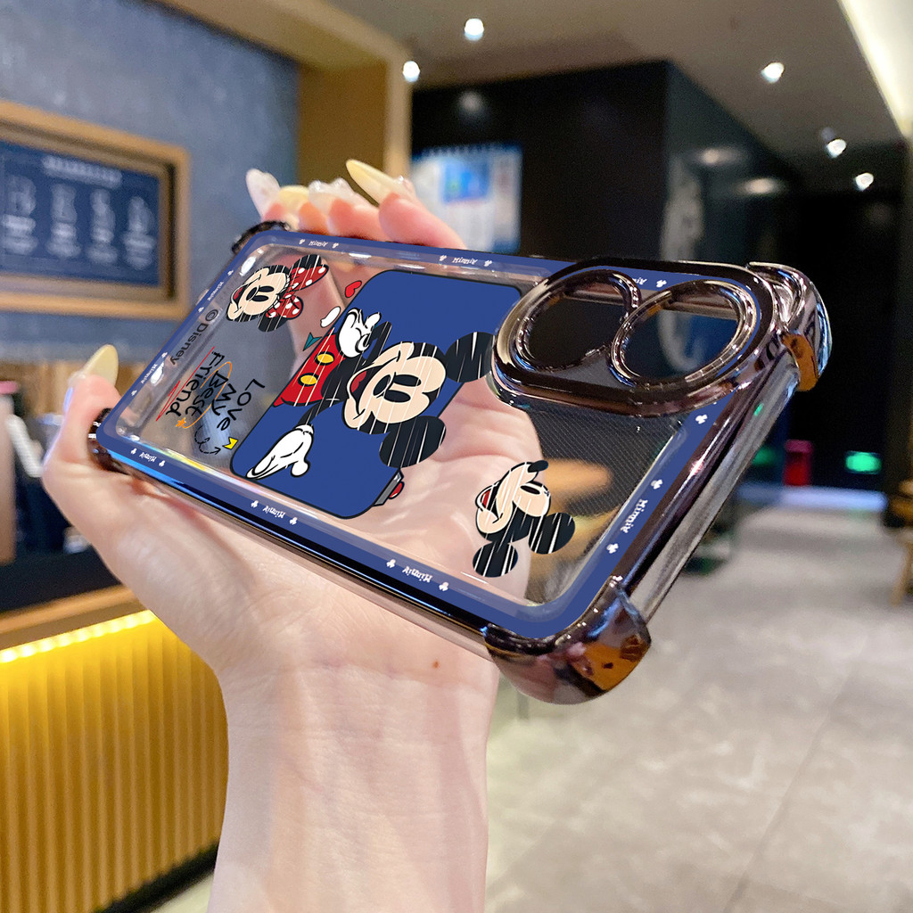 เข้ากันได้กับ OPPO A40 A3X A2 A5 Pro A60 A18 A38 A57 4G A58 5G คู่ Mickey Minnie Mouse Clear ชุบกรณี