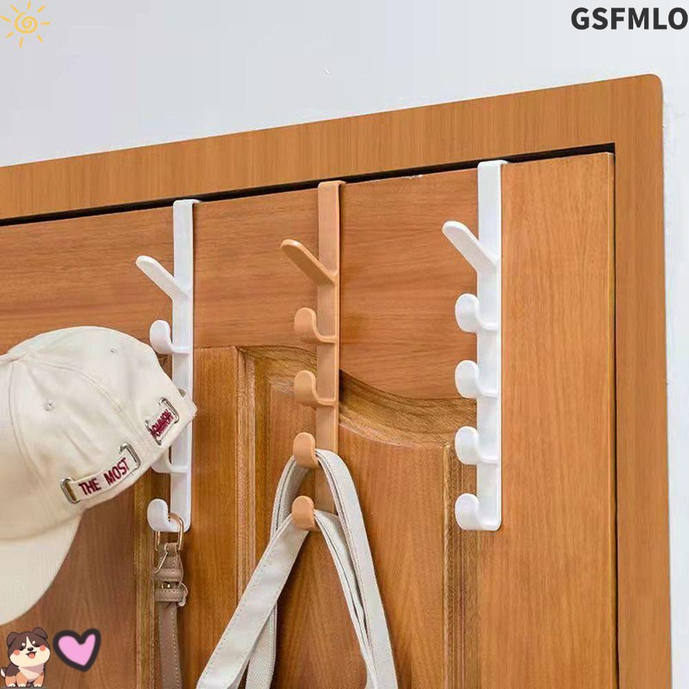 GSFMLO ตะขอแขวนเสื้อ,5ตะขอ ไร้ร่องรอย ตะขอแขวนประตู,ราวแขวนติดผนังที่ทนทานสําหรับเสื้อผ้ากระเป๋าหมวกกระเป๋า