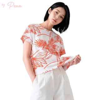 By Pena เสื้อยืดคอกลมแขนสั้น ลายพิมพ์ Tropical & Floral (รุ่น BPTS052601)