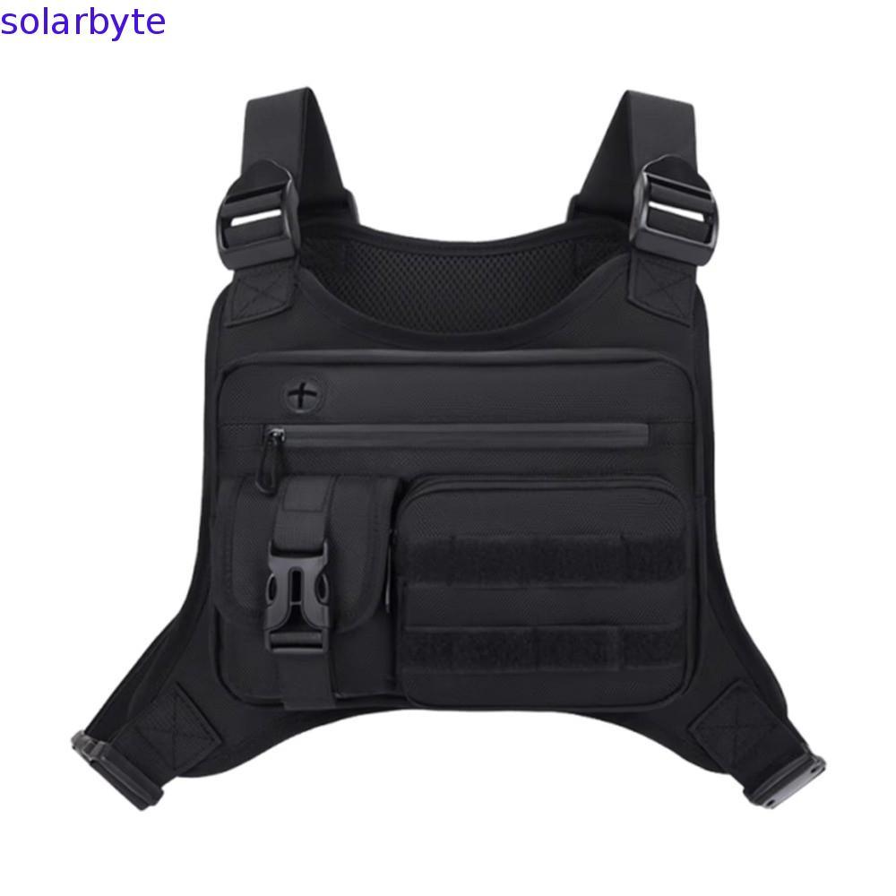 SOLARBYTE กระเป๋าเสื้อกั๊กกีฬา, กระเป๋าคาดหน้าอกอเนกประสงค์น้ําหนักเบากันน้ํา, ผ้า Oxford อเนกประสงค์แบบปรับได้แบบสบาย ๆ กระเป๋าคาดหน้าอกกลางแจ้งเดินป่า