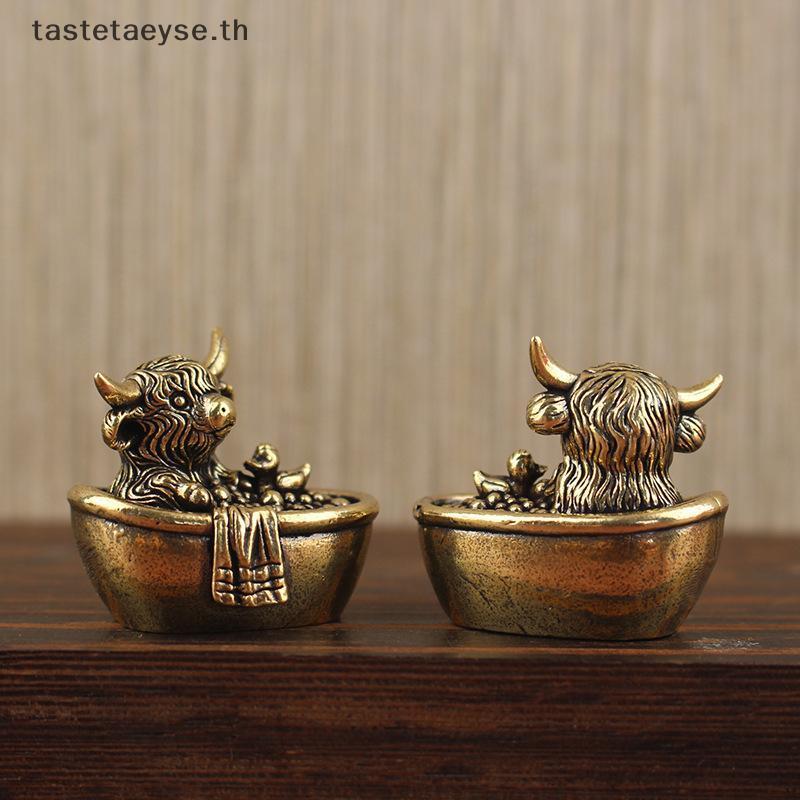 Tastetaeyse ทองเหลือง Highland ชาวัวสัตว์เลี้ยงเครื่องประดับเพิ่ม Creative Home Desk Decor TH