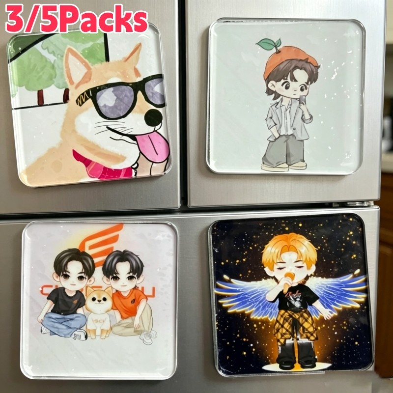 3/5แพ็ค ใหม่ภาพที่กําหนดเองแม่เหล็กติดตู้เย็นตกแต่งบ้านสติ๊กเกอร์ตกแต่งห้อง