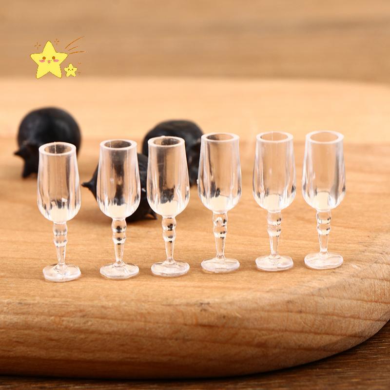 [JBTH] ชุด 6 ชิ้น Cup Goblet Juice Glass แก้วสีแดงสําหรับตุ๊กตา House Kitchen [JB]