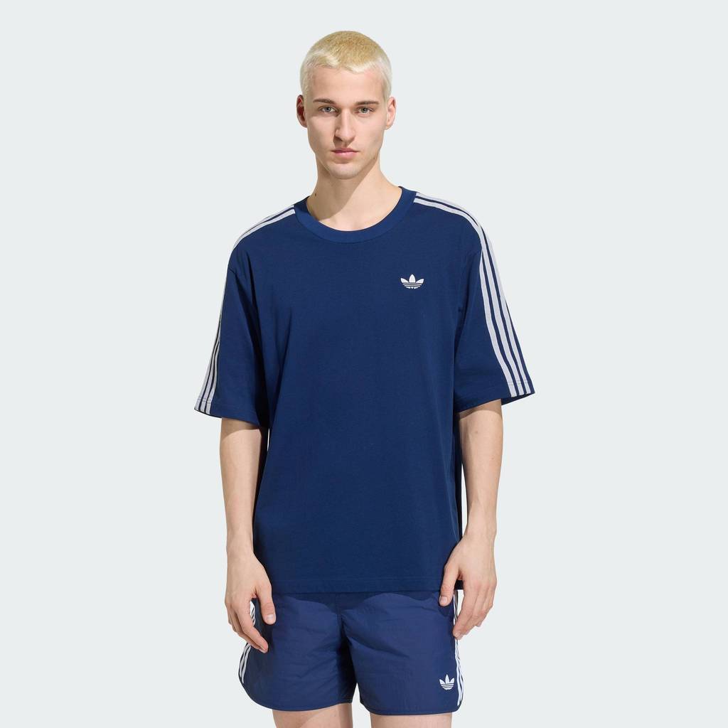 adidas ไลฟ์สไตล์ เสื้อยืดโอเวอร์ไซส์ ADICOLOR 3-STRIPES ผู้ชาย สีน้ำเงิน KS7414