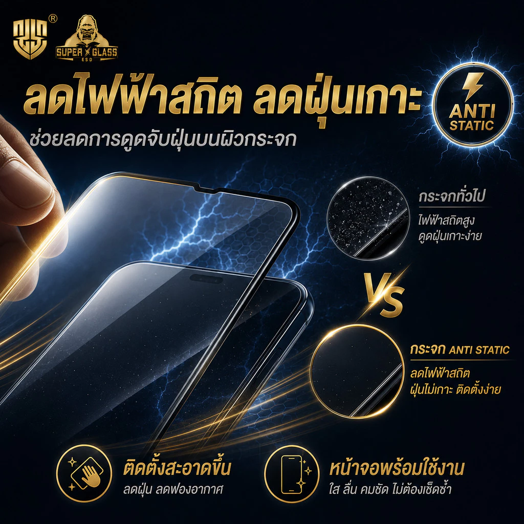ฟิล์มกระจก Kingkong เต็มจอขอบดำ ส่วนโค้งขนาดใหญ่ ป้องกันไฟฟ้าสถิตย์ สำหรับ IPhone17promax 16 15promax 14 11 12 13promax thumbnail 4