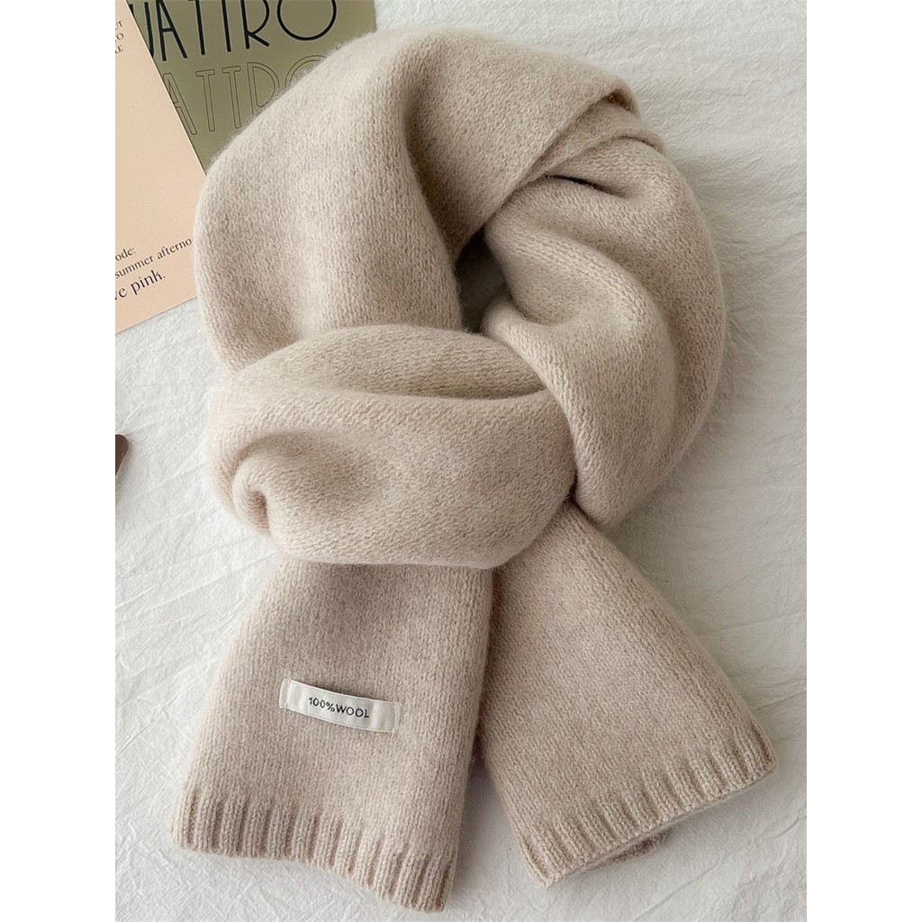 B.Featured ออสเตรเลีย 100% ผ้าพันคอขนสัตว์บริสุทธิ์ 2025 All-Match ผู้ชายผู้หญิงฤดูหนาว Warm High-En