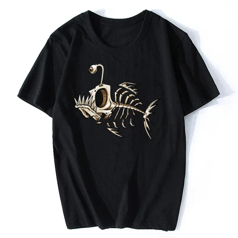 2026Bonefish Skull ปลาทะเลลึกโครงกระดูกตลกชาวประมง Angler เสื้อยืดผ้าฝ้าย O-คอแขนสั้นผู้หญิง T เสื้อ