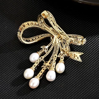 SWEE เข็มกลัดหรูหรา, พู่มุกเต็มไปด้วยเพชรผู้หญิงเข็มกลัดปก, Elegant Bowknot Heavy Craftsmanship Rhinestone เข็มกลัด Party Occasions