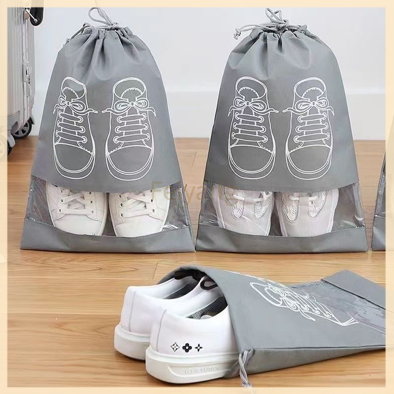 Feiyangถุงใส่รองเท้าแบบหูรูด ถุงเก็บรองเท้า ถุงป้องกันฝุ่น มีสายรูดปิดปากถุง ห้อยแขวนได้ ถุงใส่ของอเนกประสงค์