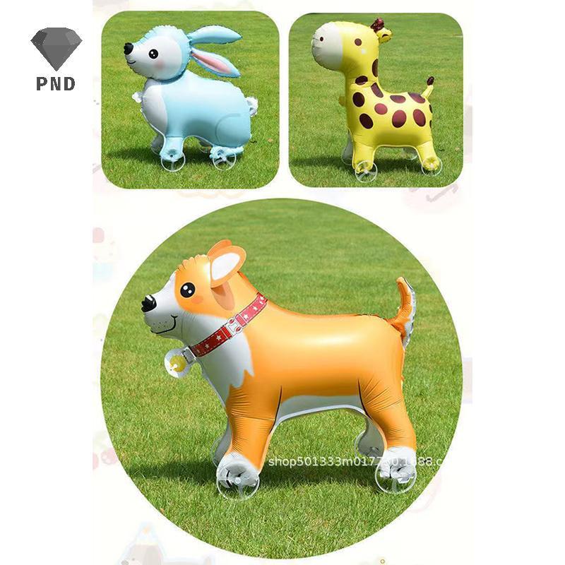 PND การ์ตูนสัตว์ Stand Up อลูมิเนียมฟิล์มบอลลูนล้อ Tiger Giraffe Elephant Birthday Party ตกแต่ง raoog - รูปที่ 3