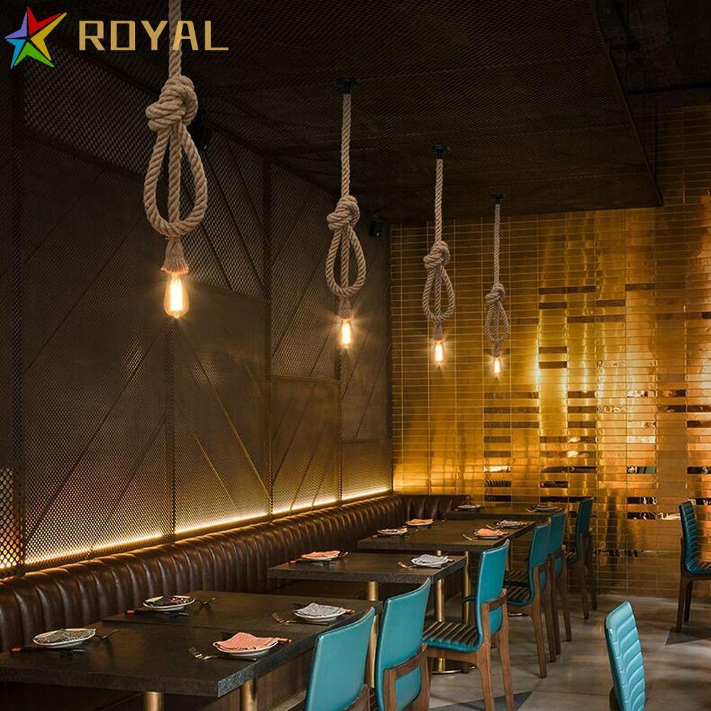 ROYAL Edison Bulb Chandelier, Vintage Minimalist Rope Lamp, Light Decorative Durable Creative Edison