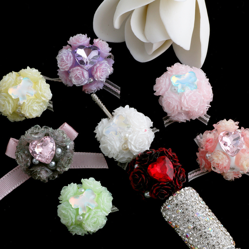 ดอกไม้บอล diy โบว์รักเพทายลูกไม้