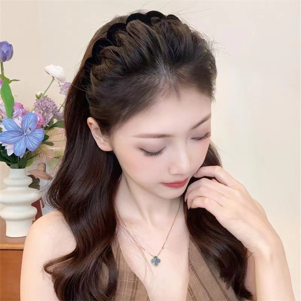 ลื่น โวลูมินัส ชม. หูฟัง กํามะหยี่ฟันคลื่นหวานอเนกประสงค์ของผู้หญิงสไตล์ห่วงผม - รูปที่ 6