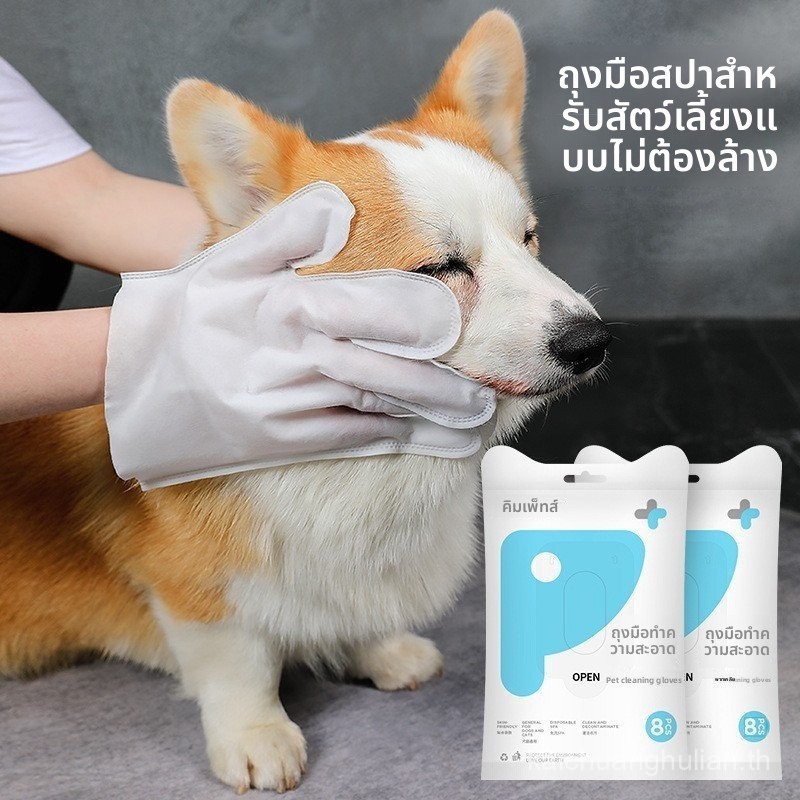ถุงมือทําความสะอาดสัตว์เลี้ยงแบบใช้แล้วทิ้ง Rinse-Free Quick Deodorant Body Wipes สุนัข Cat Out แบบพ