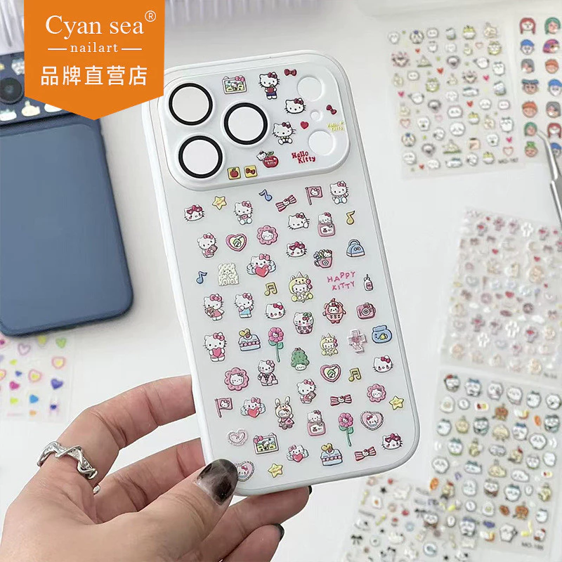 Kitty Kitty Kitty Cat Sticker Apple iphone17 โทรศัพท์มือถือกลับเชลล์กันน้ําสามมิติน่ารักสร้างสรรค์ Niche สติกเกอร์ตกแต่ง