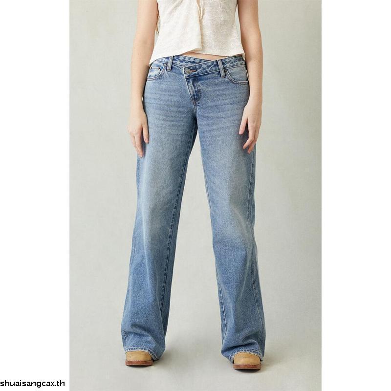 Mc jeans กางเกงยีนส์ผู้หญิง ขากว้าง ทรงไวด์เลค (Wide Leg) สียีนส์ฟอกอ่อน MFWZ223