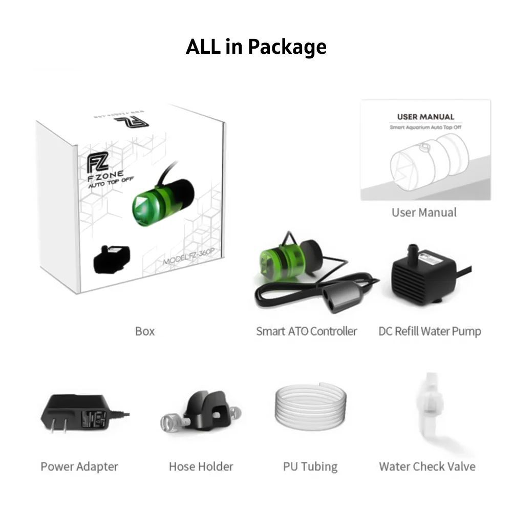 FZONE Smart ATO System Auto Top Off Water Filler Refiller Level Controller พร้อมปั๊มสําหรับพิพิธภัณฑ