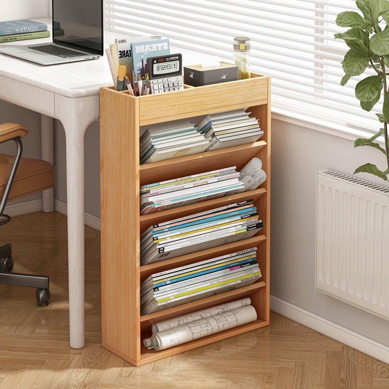 Desk side shelf desk side storage small bookshelf narrow gap movable small bookshelf learning desk s