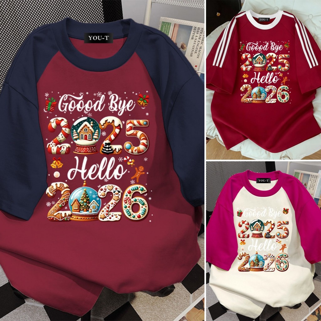 UT shop เสื้อยืด oversize ผ้าCotton 100% เสื้อแฟชั่น 'Happy New Year'  สบายและนุ่ม แขนสั้น ฤดูร้อน ไ