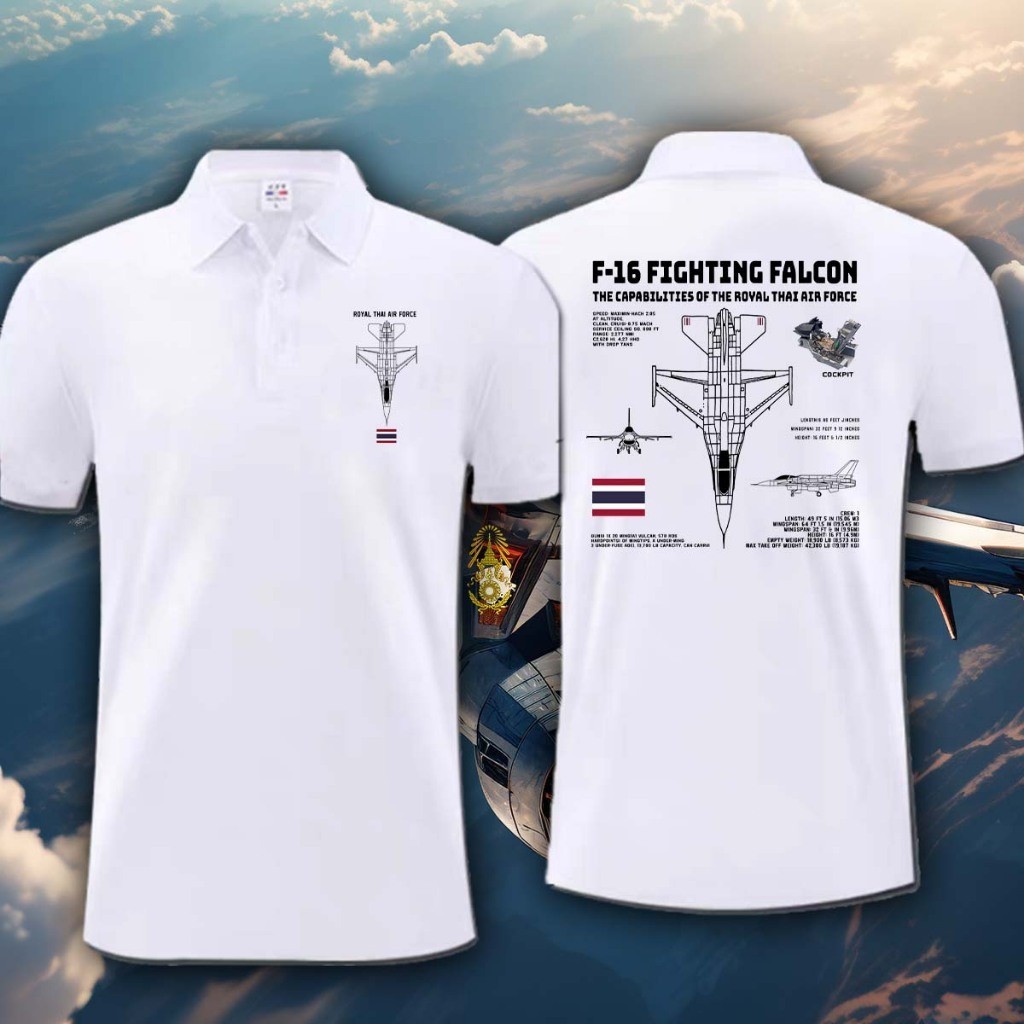 【polo】 เสื้อโปโล ไทยนี้รักสงบ F-16printed ผ้าCotton มีสองสี ทั้งทรงปกติแล polo shirt ผ้าCotton  ใส่ไ