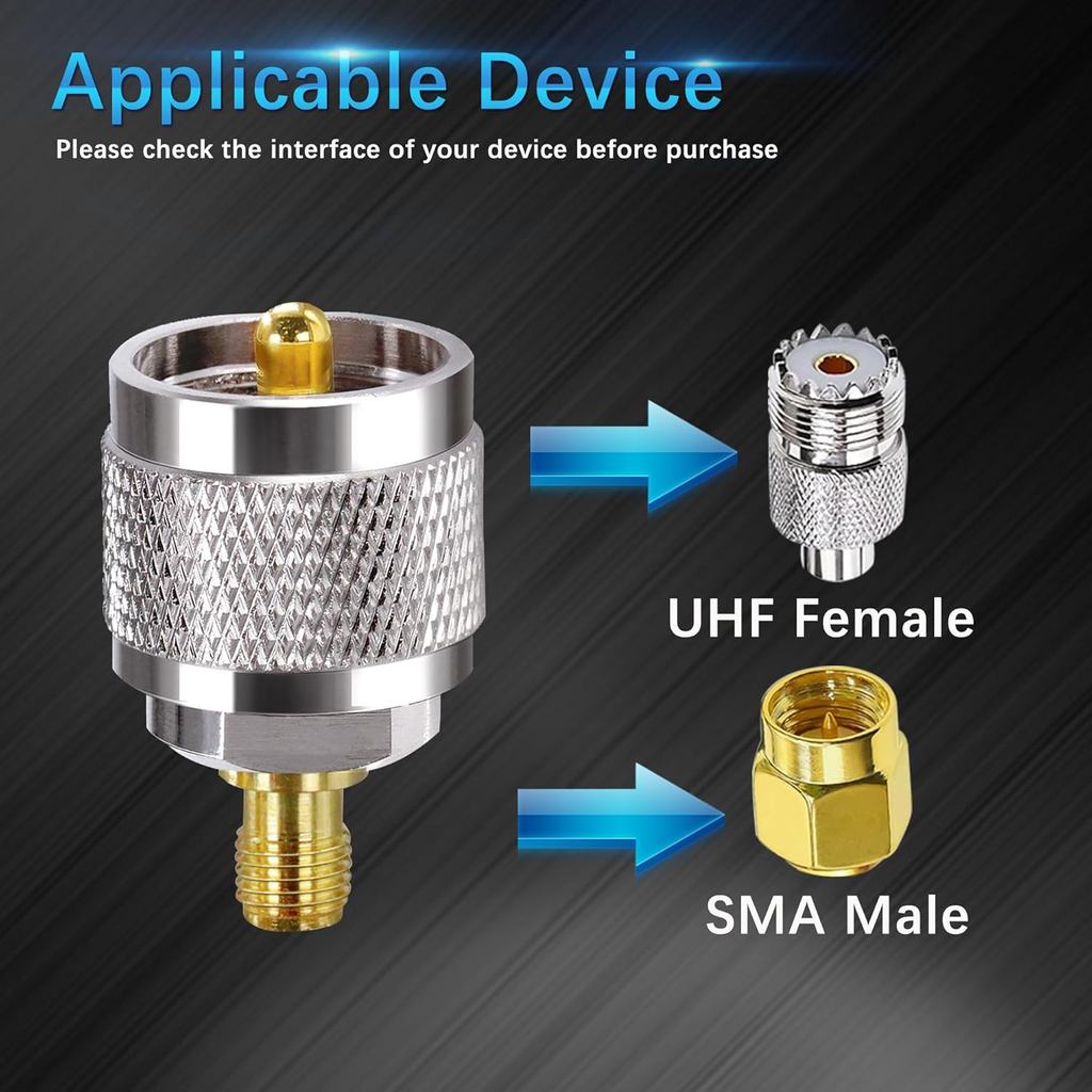 2PCS SMA ถึง PL259 UHF Coax Connector, SMA หญิง SO239 PL259 ชายอะแดปเตอร์ Coax สําหรับวิทยุ CB, เสาอ