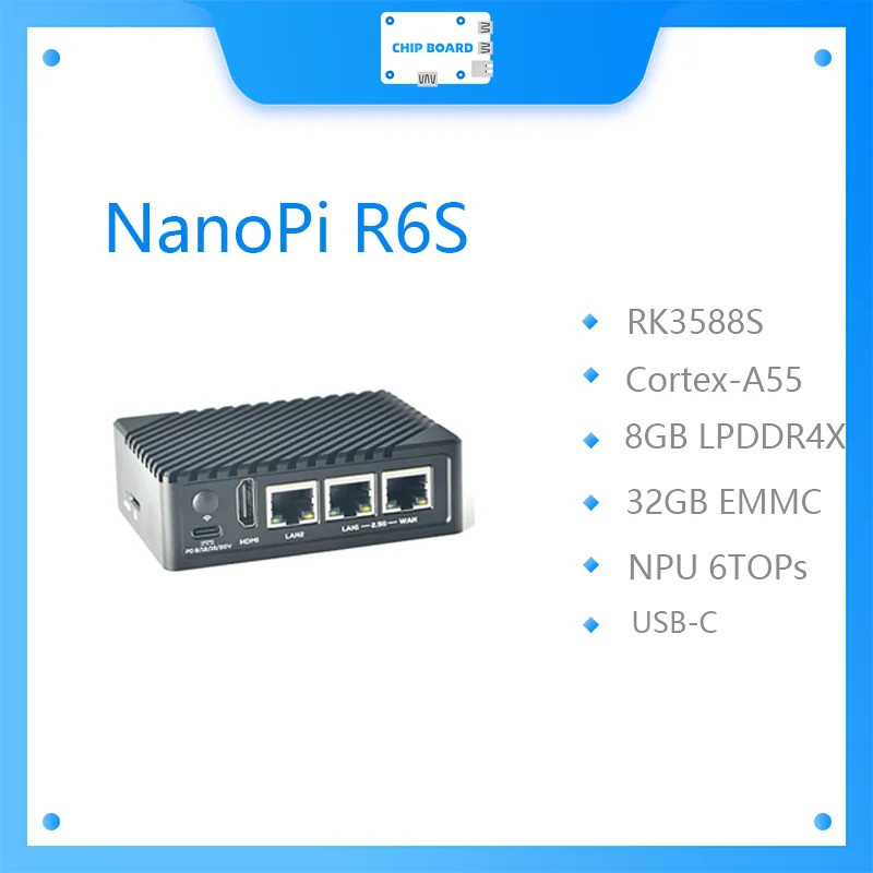 Friendly Nanopi R6s Router Rk3588s Cortex-a76, 8gb Ddr4 32gb Emmc 2.5g Eth Ubuntu Debian, Friendlywr
