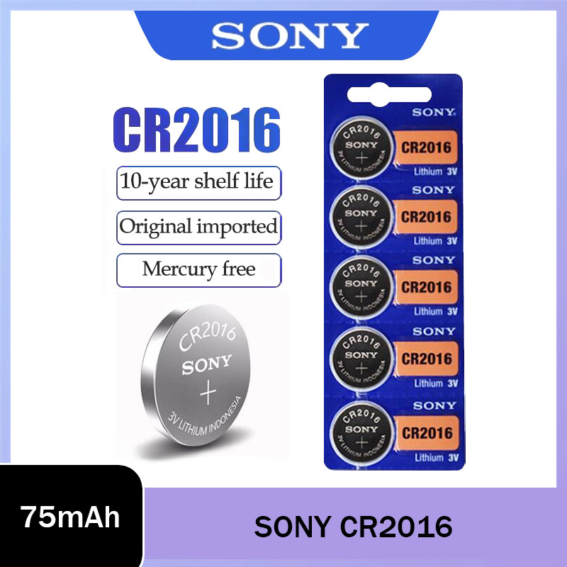 SONY CR2016 เซลล์แบตเตอรี่ปุ่มเหรียญ LM2016 BR2016 2016 CR 2016 3V สําหรับนาฬิกา Themometer เหรียญแบ