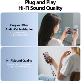 SUNKANDI ตัวแปลง 2-in-1 60W DAC USB C ถึง 3.5 มม./USB C ถึง Dual USB C อะแดปเตอร์ชาร์จรองรับการโทรไมโครโฟนและการควบคุมอินไลน์