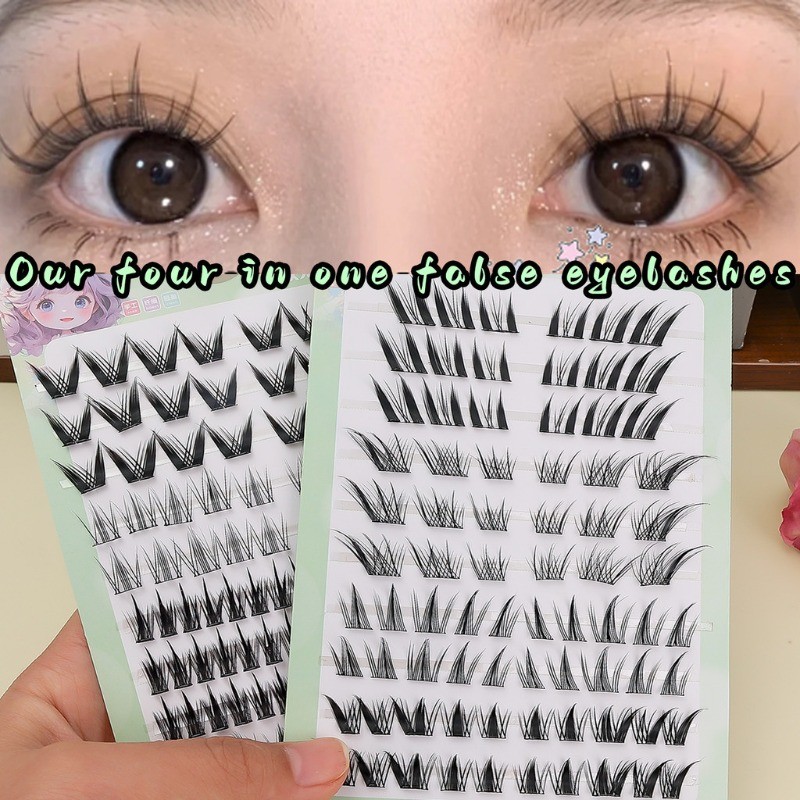 10 แถวขนตา Mink 1/กล่อง 60 ชุดขนตาปลอมธรรมชาติ 3D รัสเซีย Lashes Cluster Fox Eye Effect แต่งหน้า Lash
