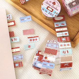 เทป Washi Pre-Cut Washi เทปสติกเกอร์สําหรับ Scrapbooking Writable สติกเกอร์เทป Kawaii รูปแบบสติกเกอร์สติกเกอร์ม้วนสําหรับ Scrapbooking