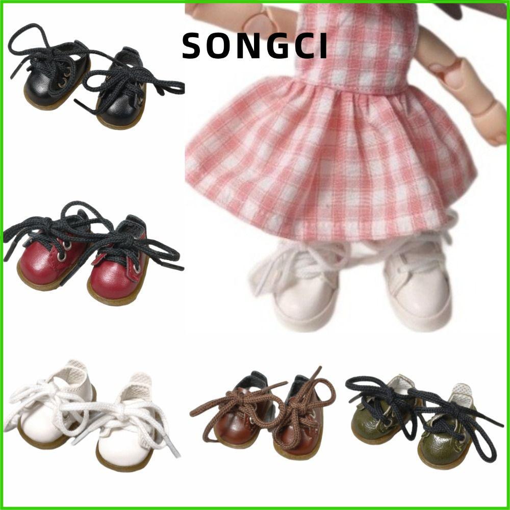 SONGCI รองเท้าตุ๊กตาBJD,รองเท้าหนังตุ๊กตา,อุปกรณ์เสริมแฟชั่นLace Up 3.8*2.2*2.4 ซม.รองเท้าตุ๊กตาPlay