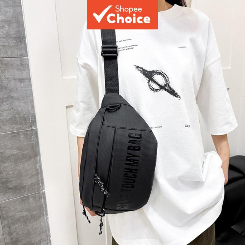 กระเป๋าคาดอกสตรีทแวร์สําหรับผู้ชาย ลายพิมพ์ Don't Touch My BAG สายสะพายปรับได้ กระเป๋าคาดเอวสะพายข้างสําหรับวัยรุ่น户外活动