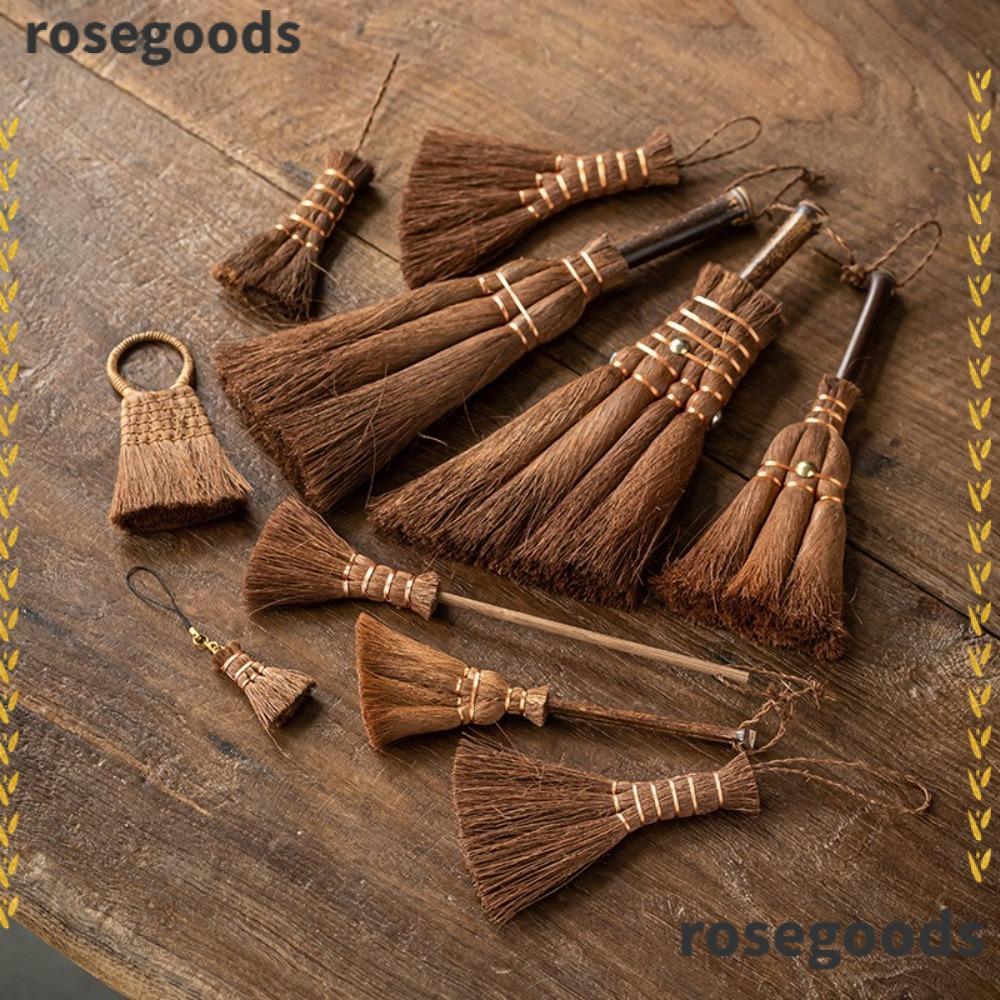 ROSEGOODS Asian Whisk Broom, แปรงทําความสะอาดชาขนาดเล็กไร้น้ํามัน, แปรงขัดฝ่ามือแบบมือถือธรรมชาติ In