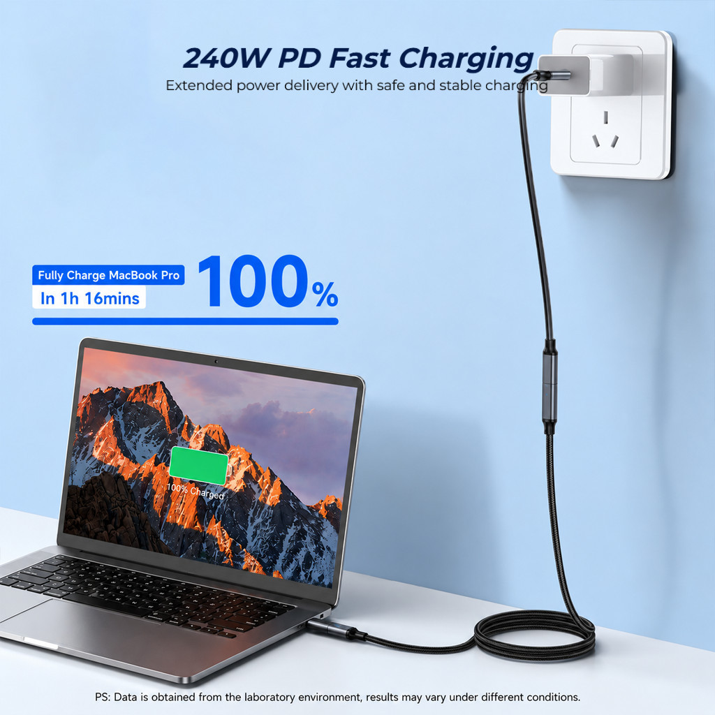 สายต่อ Type-C 20Gbps PD240W USB3.2 สายถัก เพิ่มความยาว รองรับ 8K สำหรับ มือถือ/แล็ปท็อป/โปรเจคเตอร์ ราคา ถูกที่สุด ดีลบีเคเค แกลเลอรีภาพที่ 6