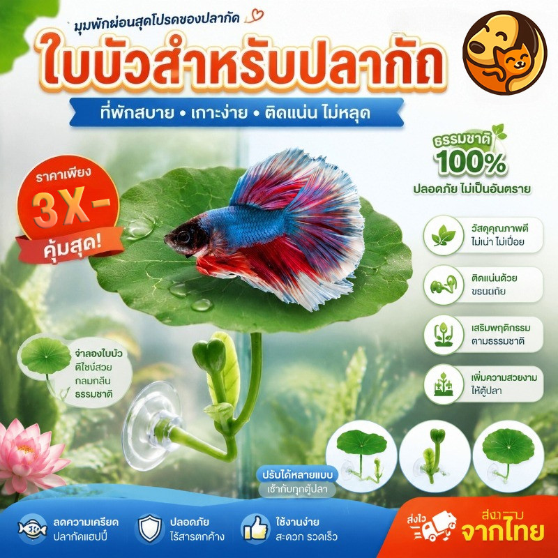 ตก แต่งตู้ปลา ใบบัวจำลอง ปล่อยให้ปลาได้พัก การวางไข่ หญ้าจำลอง ทำให้ตู้ปลาสวยขึ้น
